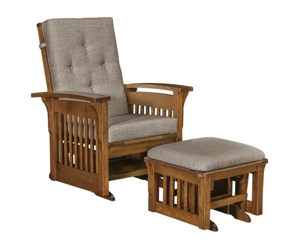 Bow Arm Slat Glider with Ottoman
